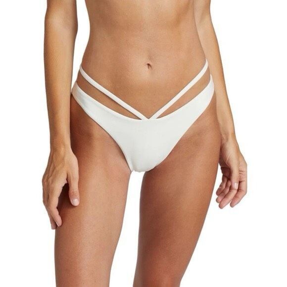Jonathan Simkhai Emmalynn Strappy Bikini Bottom in white size M - Picture 1 of 7